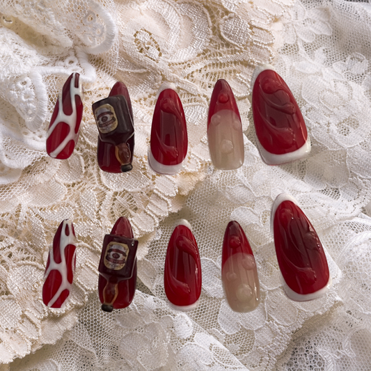 Drunk vampire press-on nails