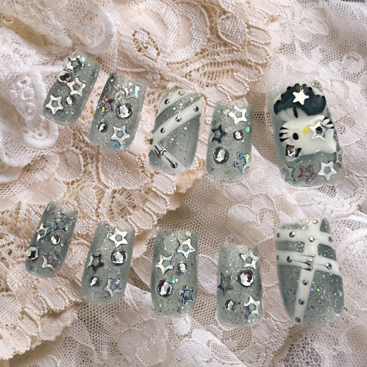 Punk Rock Hello Kitty press-on nails
