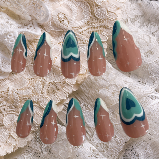 Loveheart galaxy press-on nails