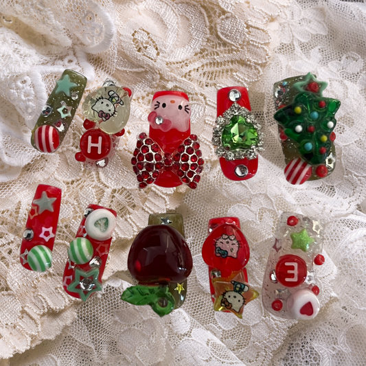 Merry Christmas Kitty press-on nails