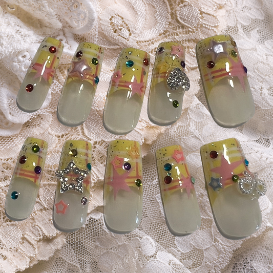 90s lemonade press-on nails