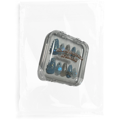 Blue dizzy press-on nails